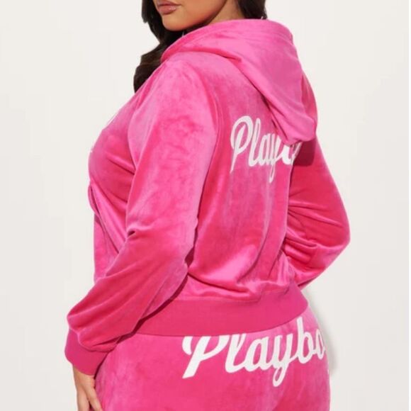 PLAYBOY Fuchsia Pink Hoodie Jacket -S - Picture 2 of 8